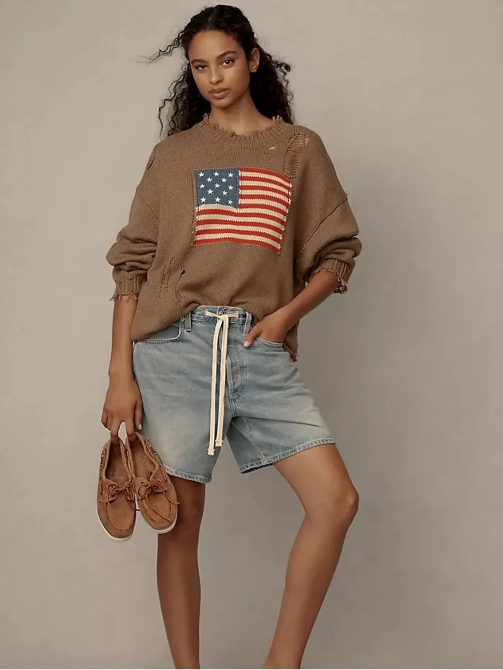 Denimist Distressed American Flag Sweater